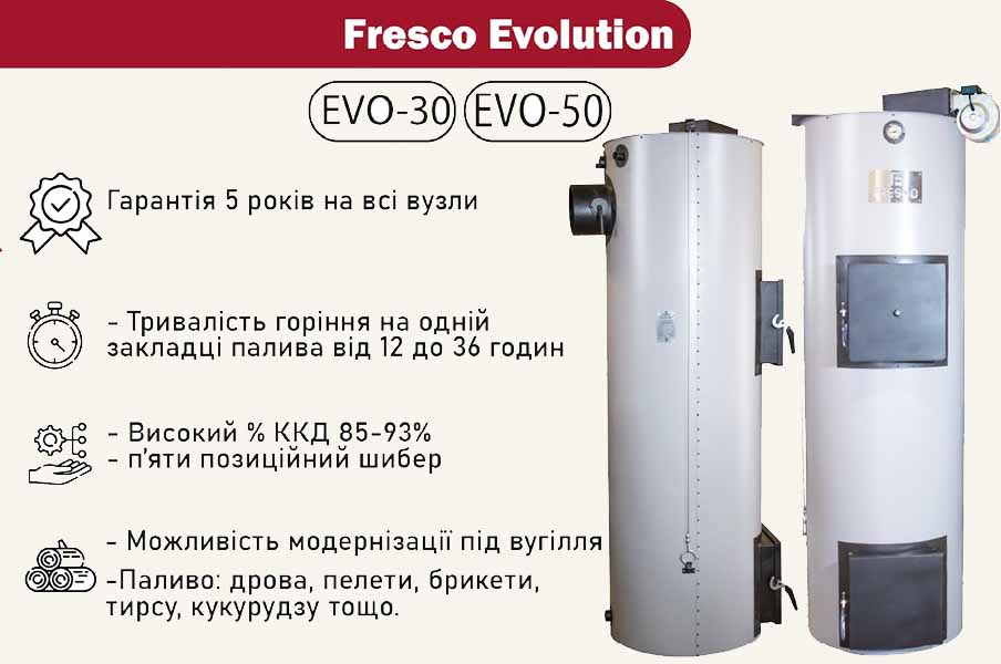 Переваги котлів на твердому паливі Fresco EVO 